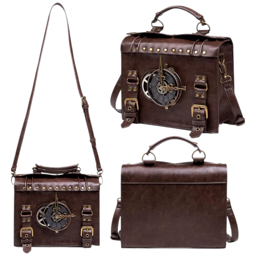 Urban Boutique Brown Steampunk Gear‎ Satchel NEW